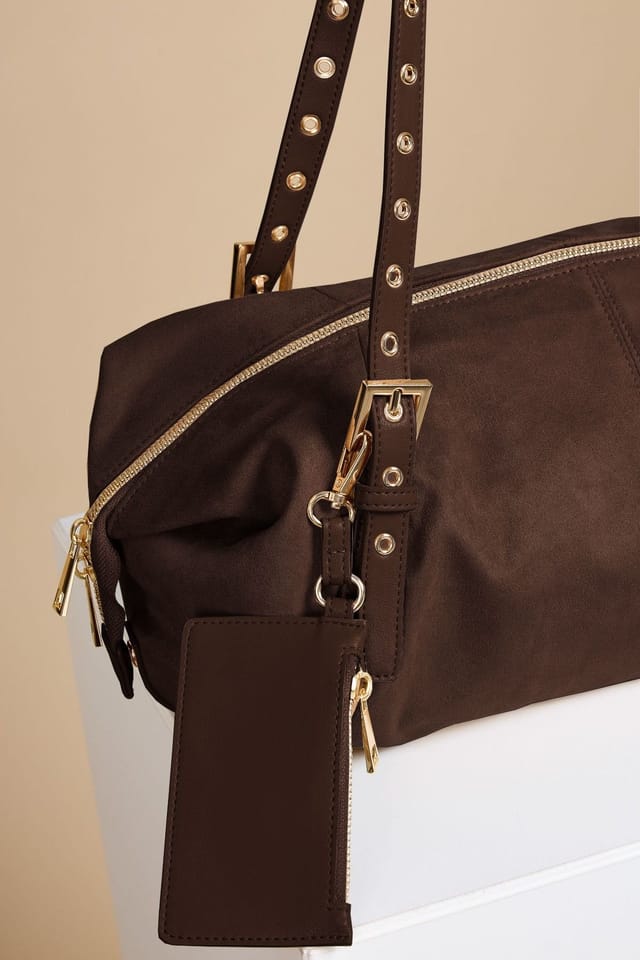 Little Mistress Little Mistress Women's Chocolate Faux Suede Shoulder Bag in Brown - 2