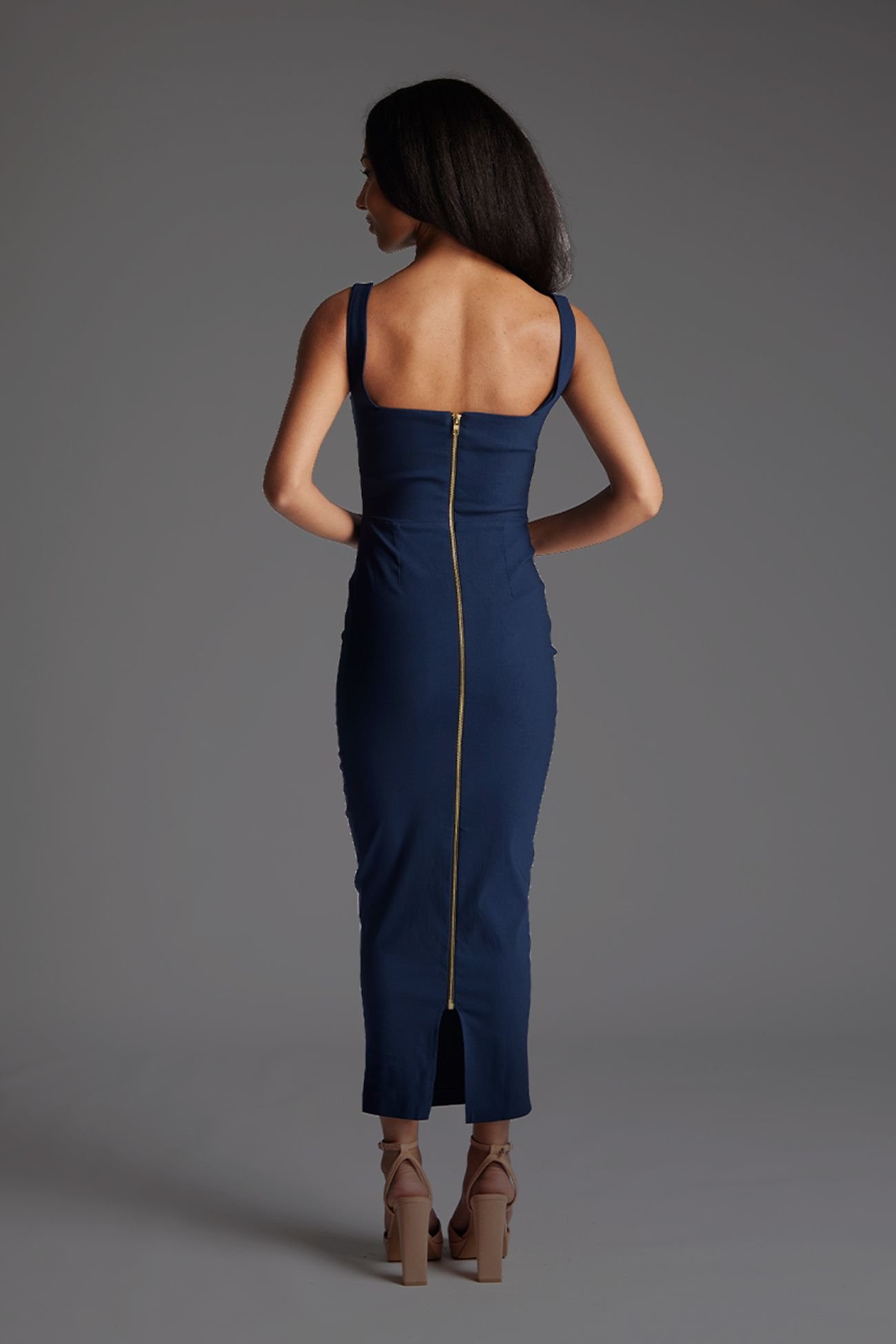 Vesper Vesper Women's Sweetheart Scoop Neckline Midaxi Dress in Navy - 4