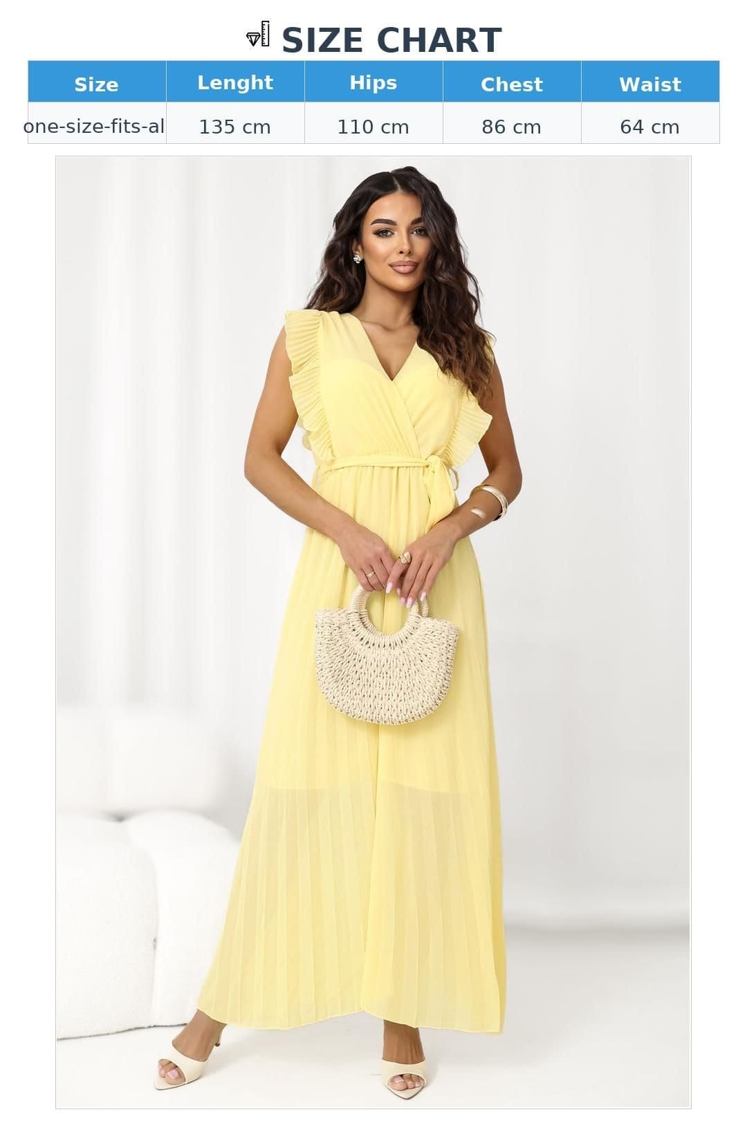 Love Lace Love Lace Women's Flared Wrap Midi Dress with Side Ruffles Style 226700 in Yellow - 4