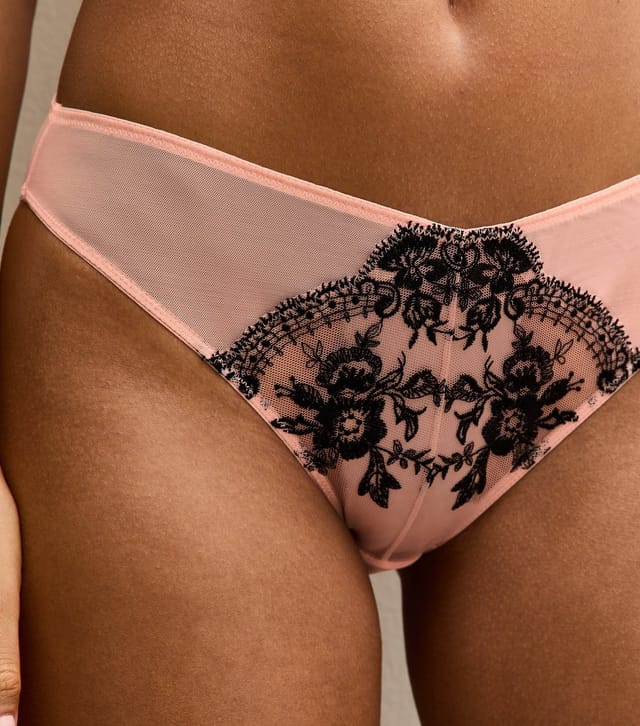 New Look Women's Light Pink Eyelash Embroidered Brazilian Briefs New Look - 3