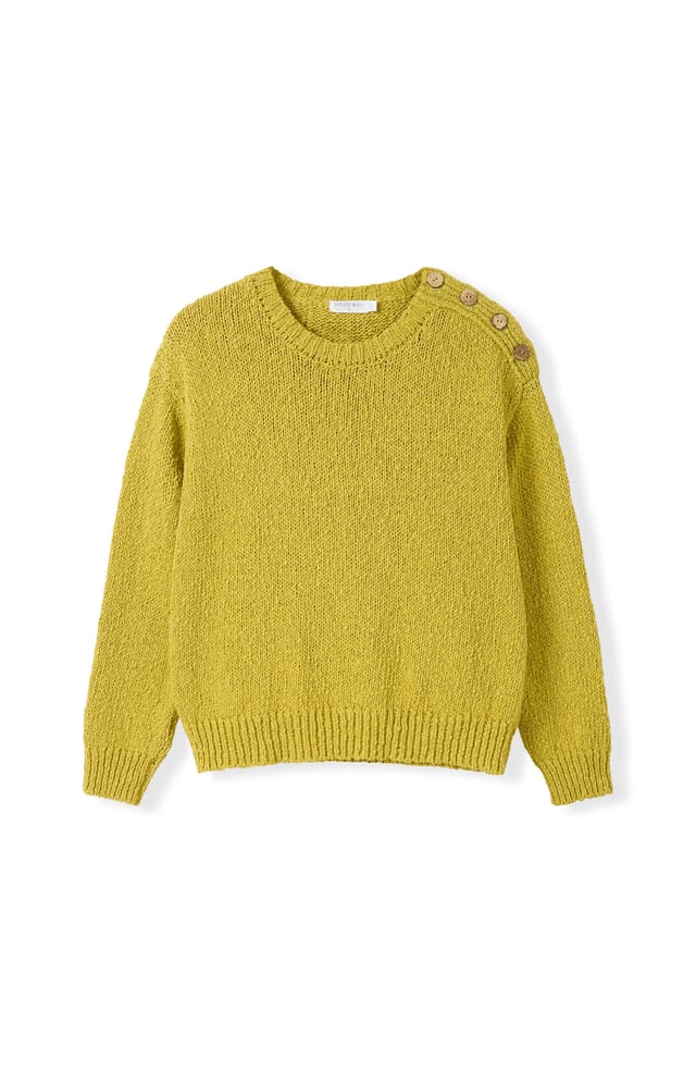 Celtic & Co Celtic & Co Women's Slub Knit Button Detail Sweater in Mustard - 2