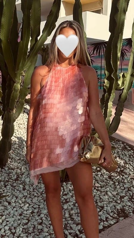 ASOS Pink embellished sequin halter neck dress/top