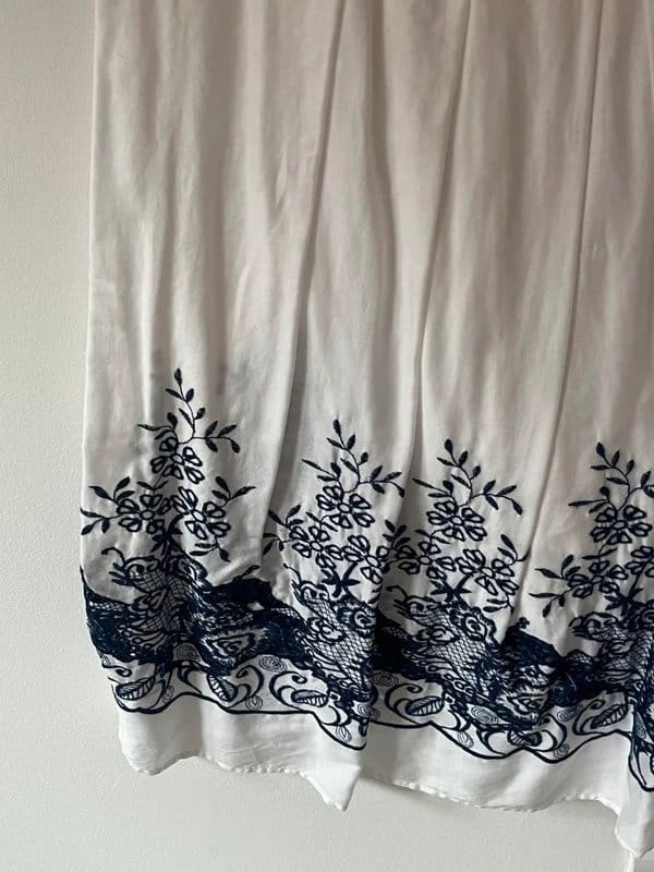 Laura Ashley Laura Ashley White & Navy Embroidered Dress – UK 18 - 1