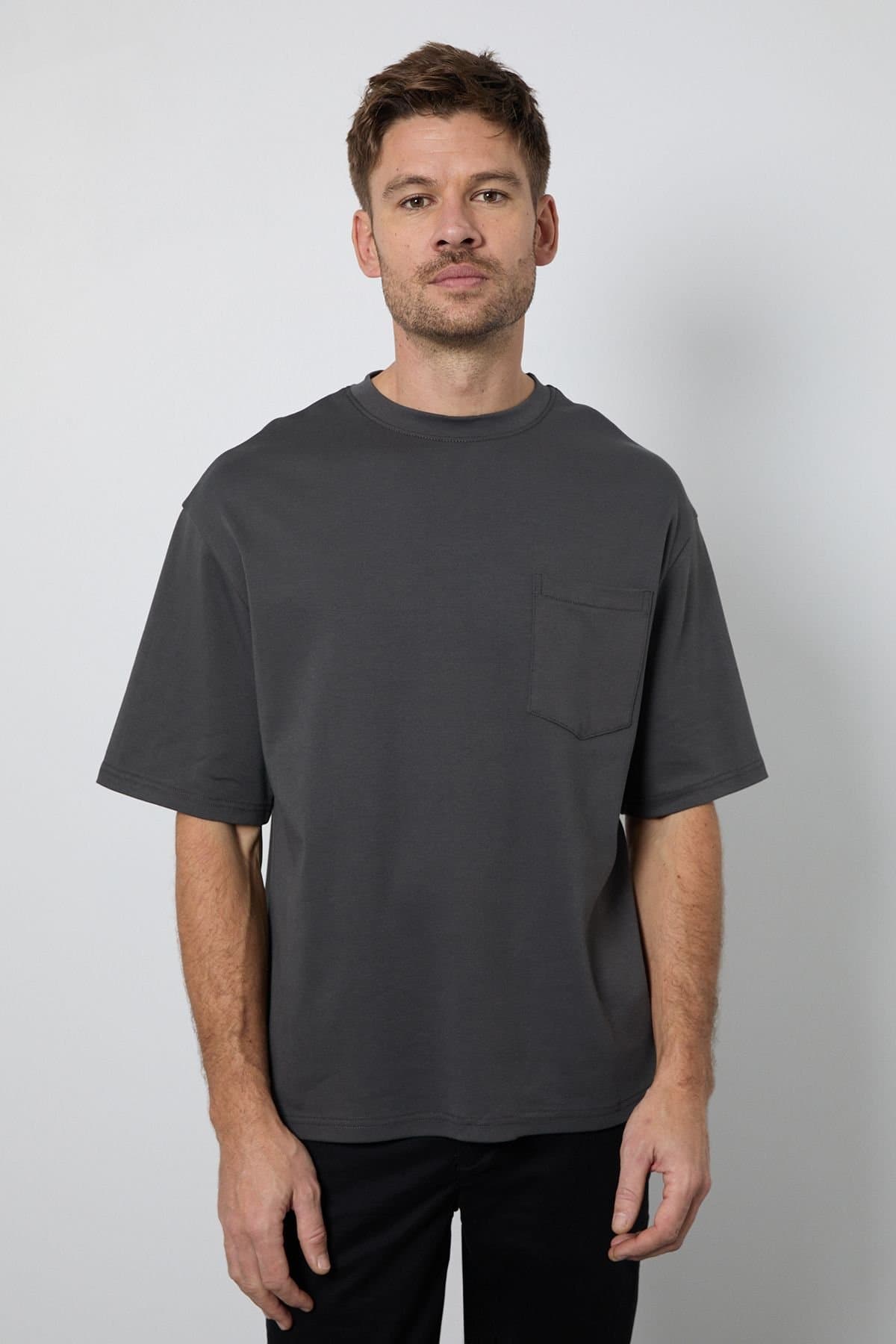 Burton Burton Men's Dark Grey Oversized Crew Neck T-Shirt