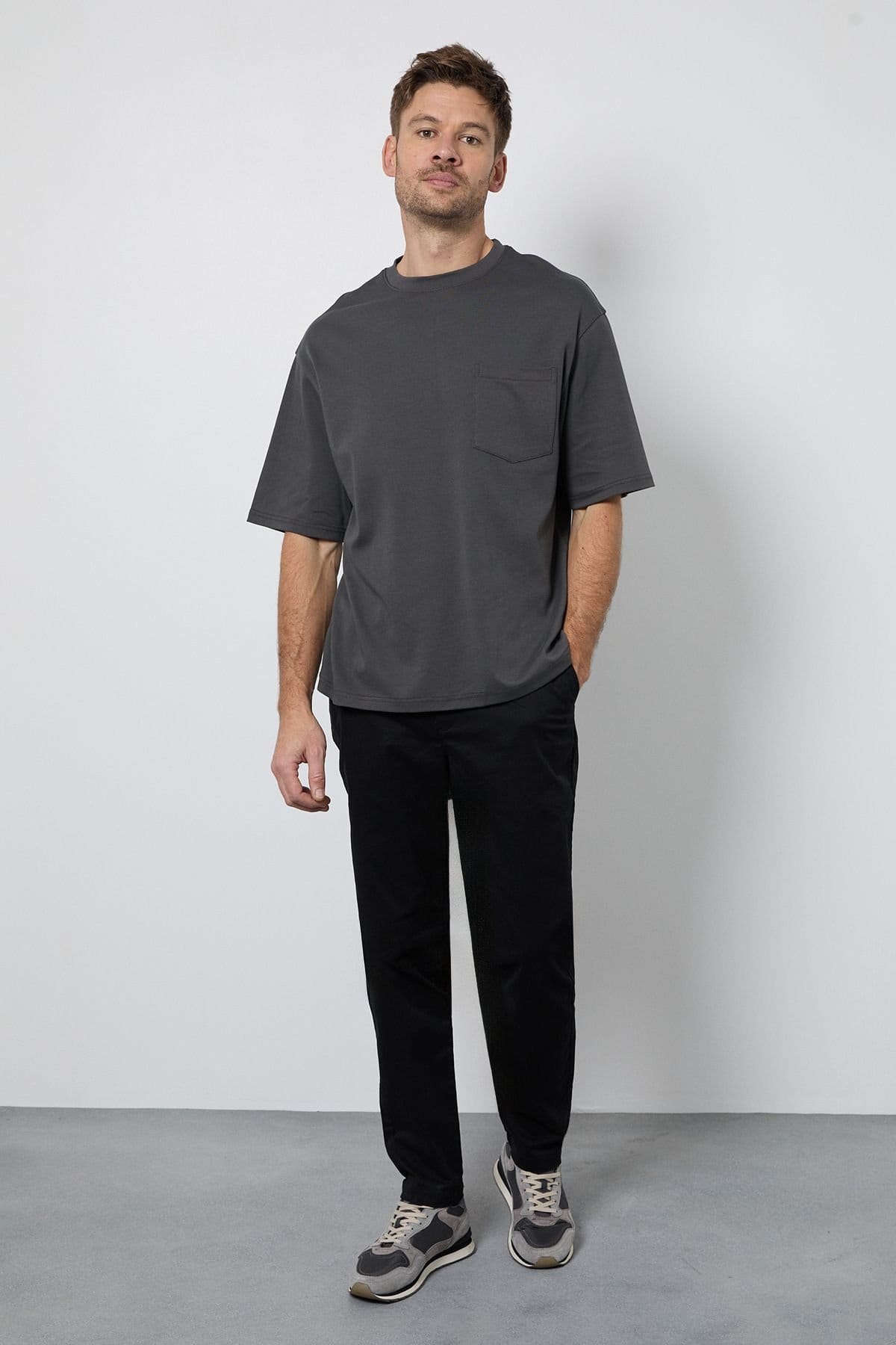 Burton Burton Men's Dark Grey Oversized Crew Neck T-Shirt - 4