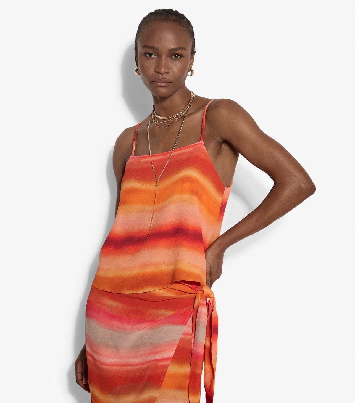 Apricot Women's Orange Watercolour Stripe Cami Top Apricot New Look - 4