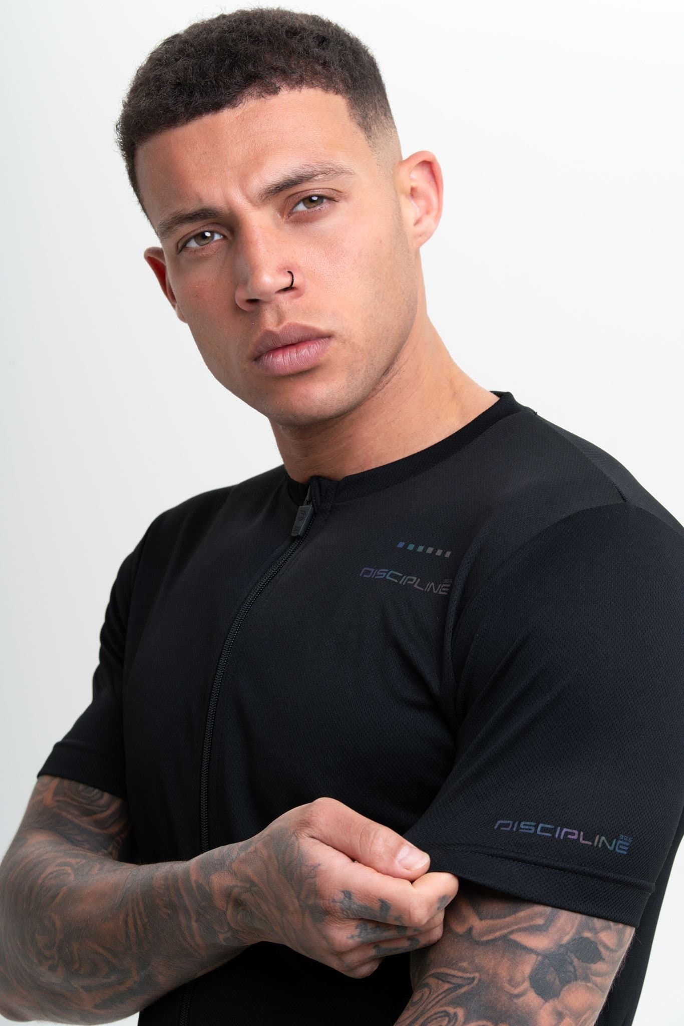 Discipline 365 Discipline 365 Men's Discipline Cycle Jersey with Zip Through Fastening & Reflective Detail in Black