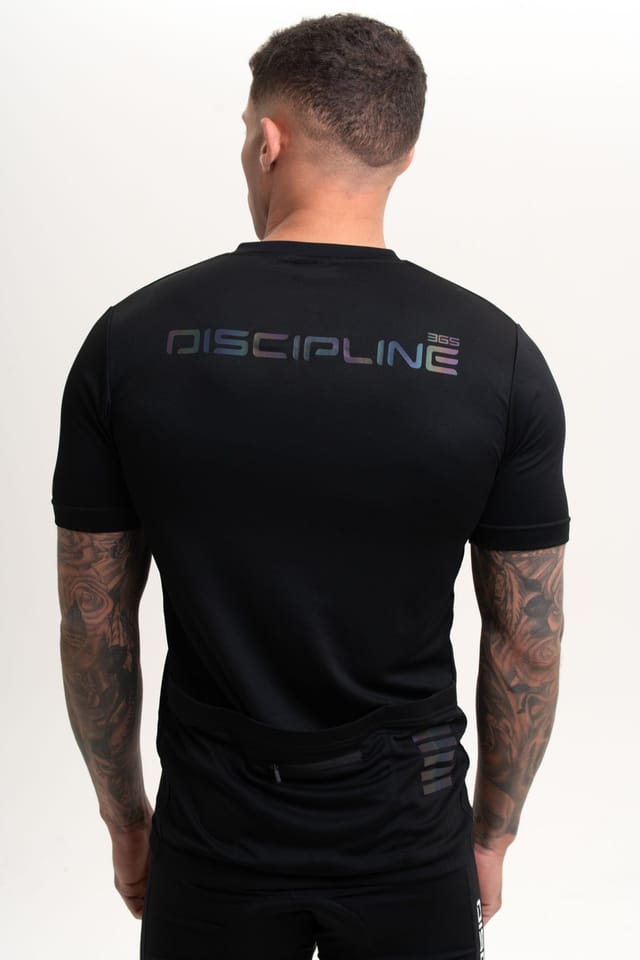 Discipline 365 Discipline 365 Men's Discipline Cycle Jersey with Zip Through Fastening & Reflective Detail in Black - 2