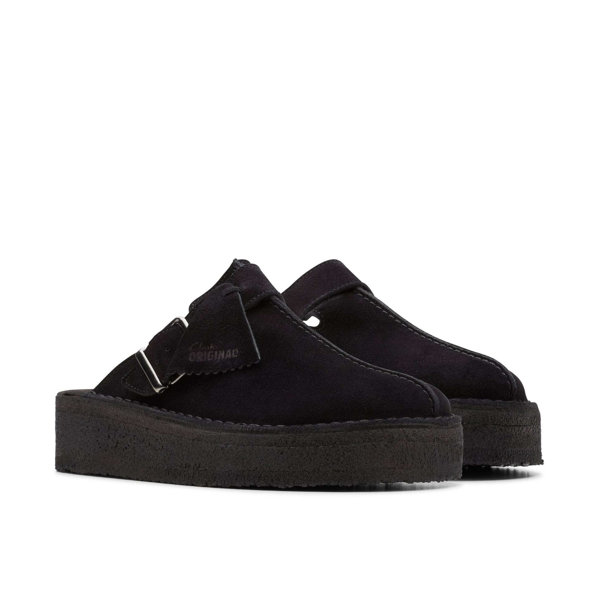 Clarks Clarks Women's Trek Wedge Mule Black Suede Mules - 4