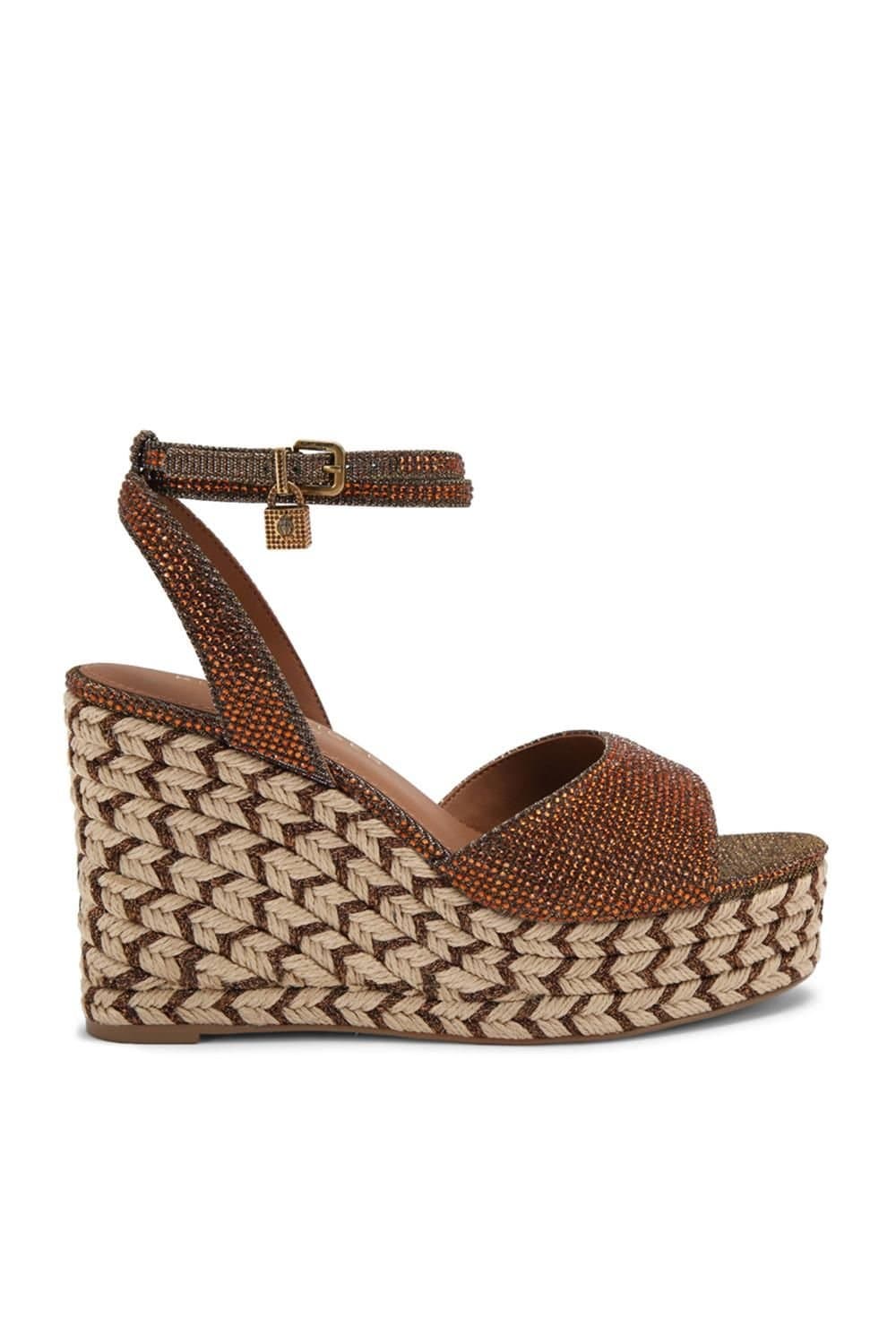 Kurt Geiger London Kurt Geiger London Women's 'Brixton Ankle Strap Wedge' Fabric Heels in Bronze