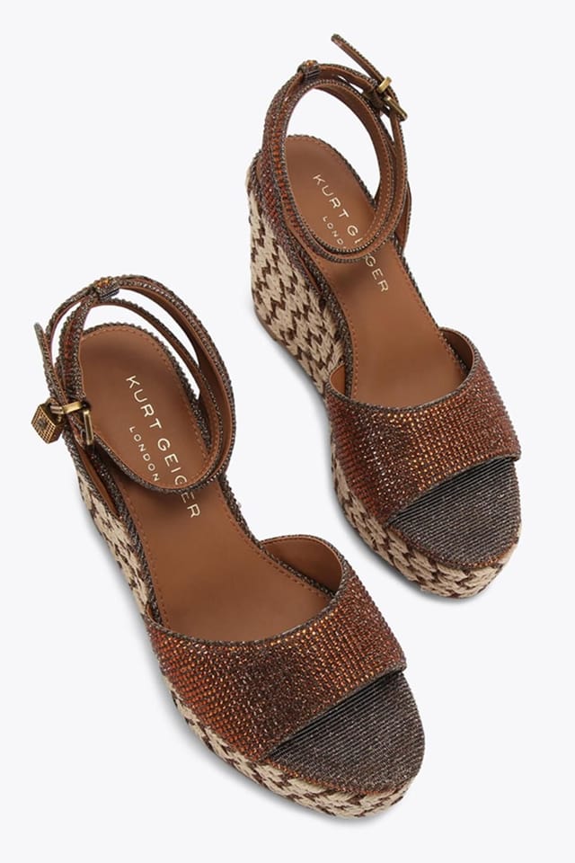 Kurt Geiger London Kurt Geiger London Women's 'Brixton Ankle Strap Wedge' Fabric Heels in Bronze - 2