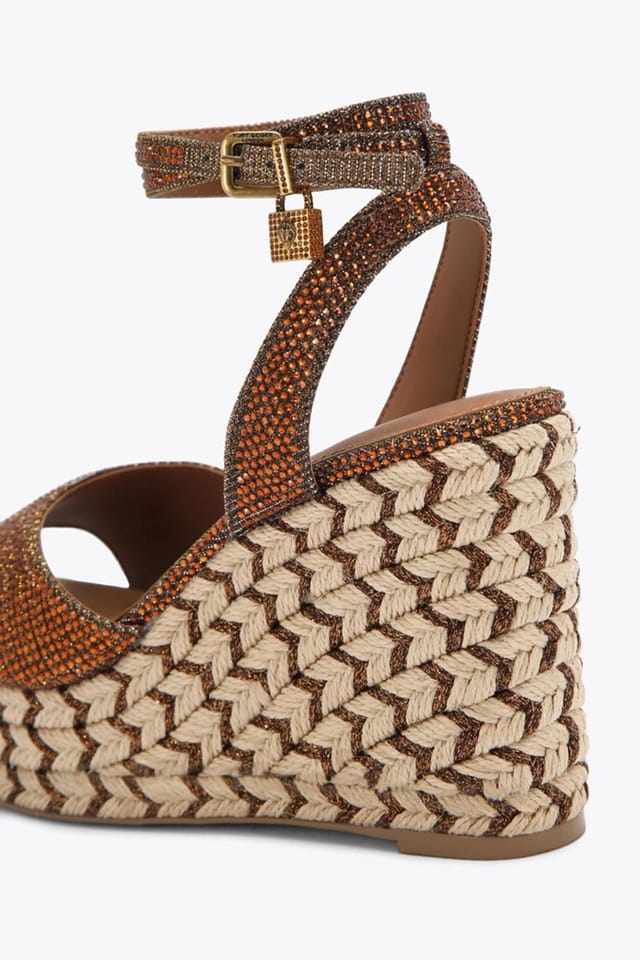 Kurt Geiger London Kurt Geiger London Women's 'Brixton Ankle Strap Wedge' Fabric Heels in Bronze - 3