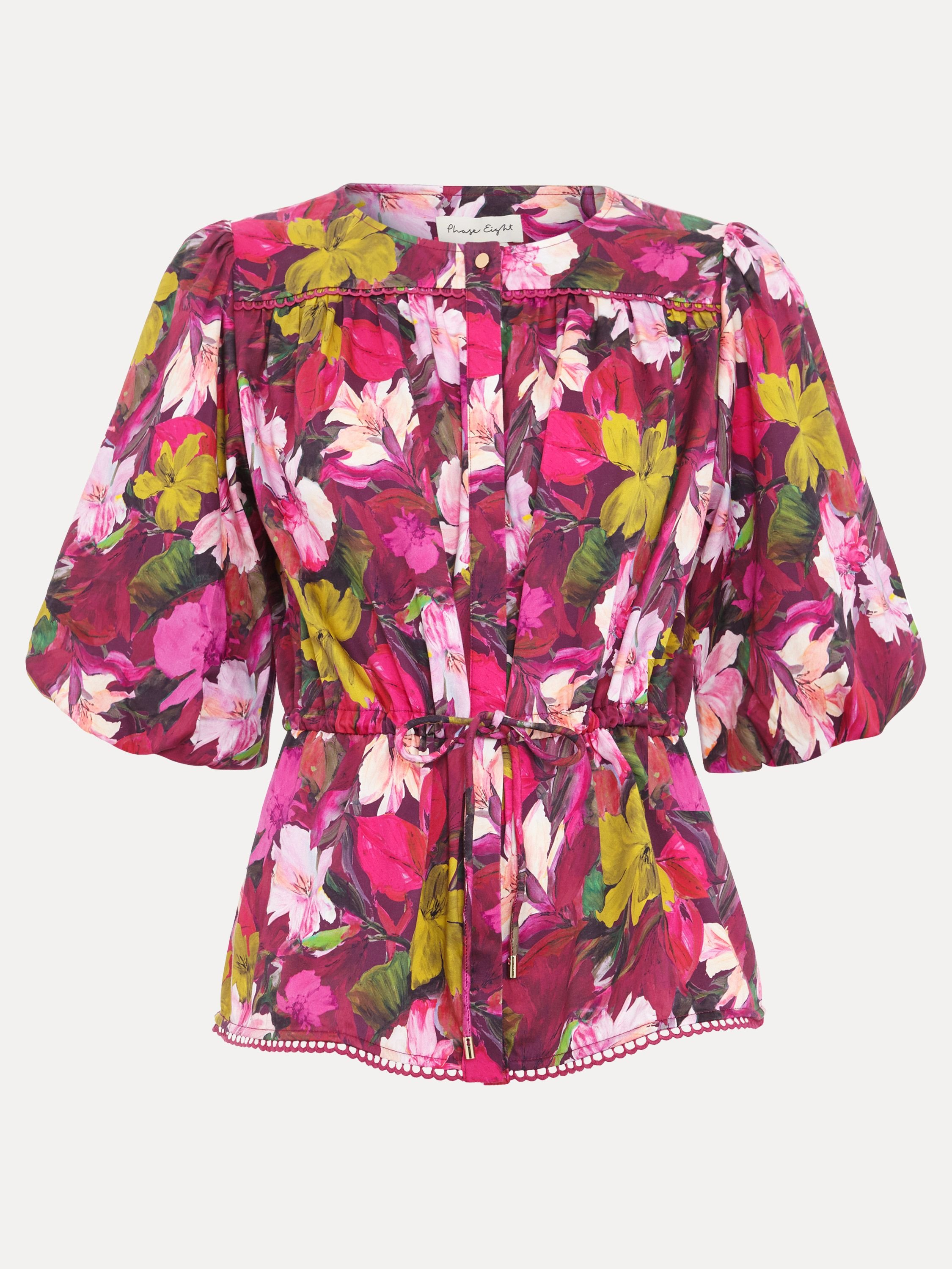 Phase Eight Phase Eight Women's Pia Short Sleeve Floral Blouse in Fuchsia - 2