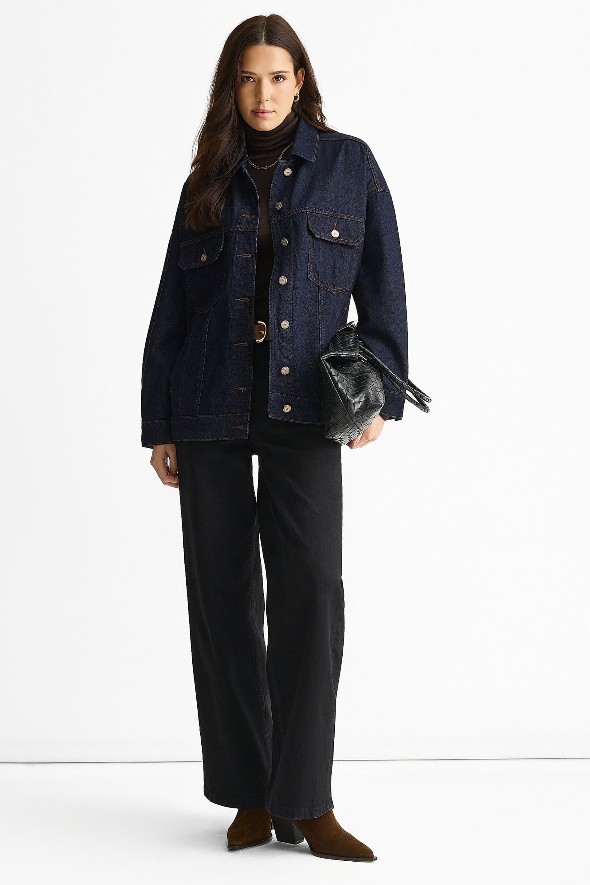 Gini London Gini London Dark Indigo Denim Trucker Jacket