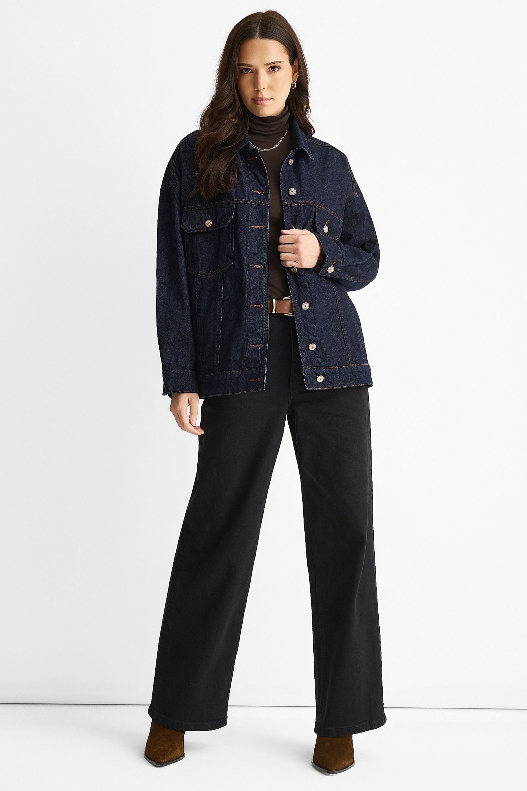 Gini London Gini London Women's Dark Indigo Denim Trucker Jacket - 3