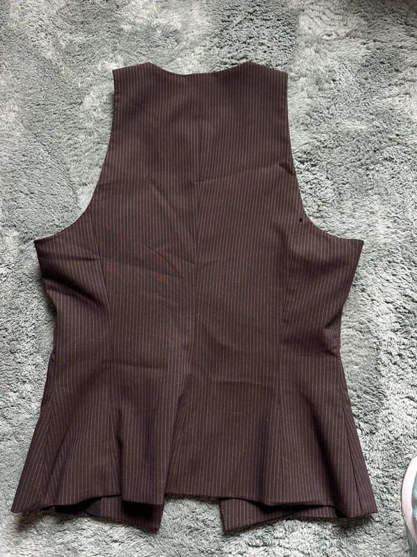 Bershka Bershka Brown Pinstripe Waistcoat Top – Size M