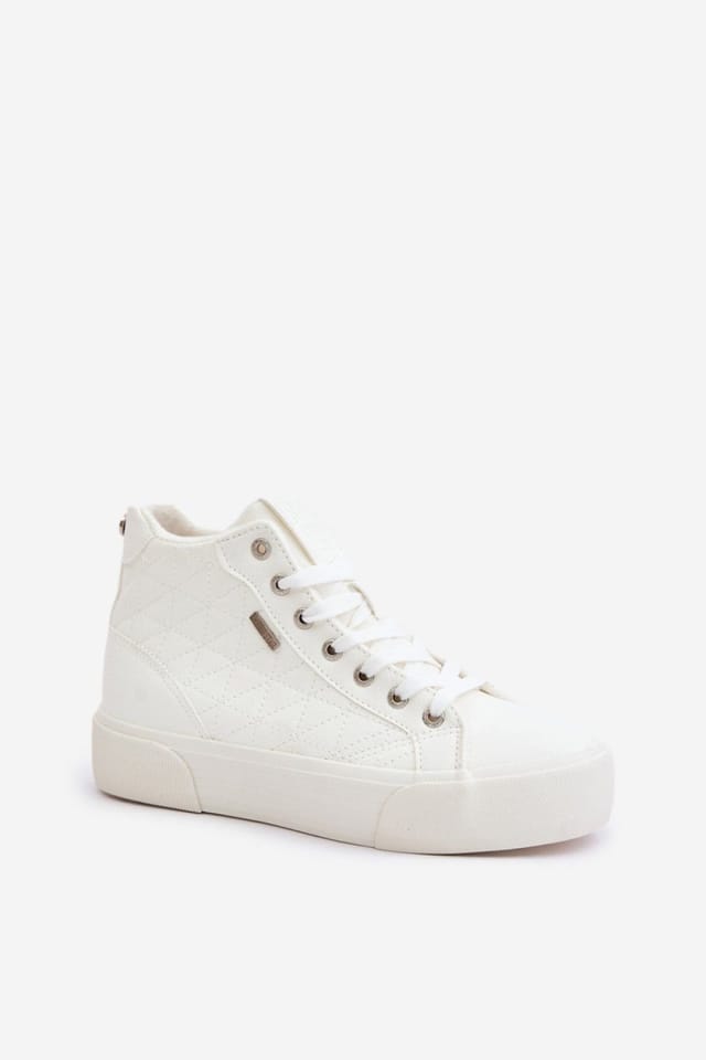 Love Lace Love Lace Women's Big Star Insulated Lace Up Sneakers with Stitch Detail in White - 2