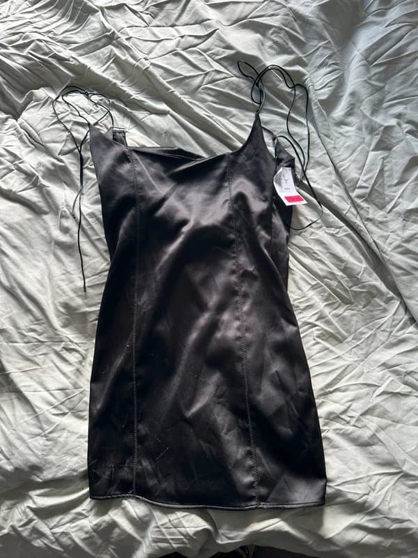 Bershka Bershka Black silk mini dress tight fit