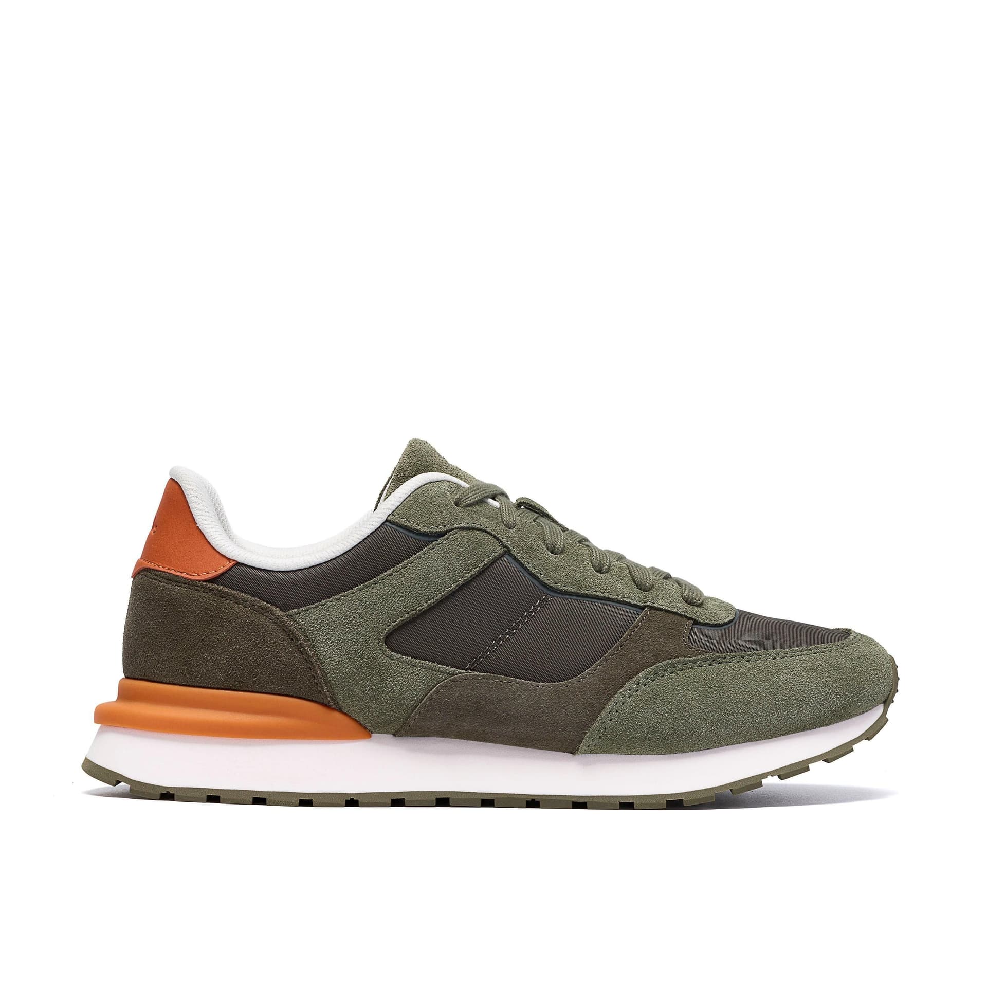 Clarks Clarks Men's Franco Run Olive Combination Trainers, Lace Up in Green