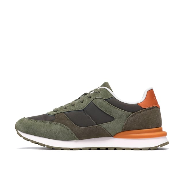Clarks Clarks Men's Franco Run Olive Combination Trainers, Lace Up in Green - 2