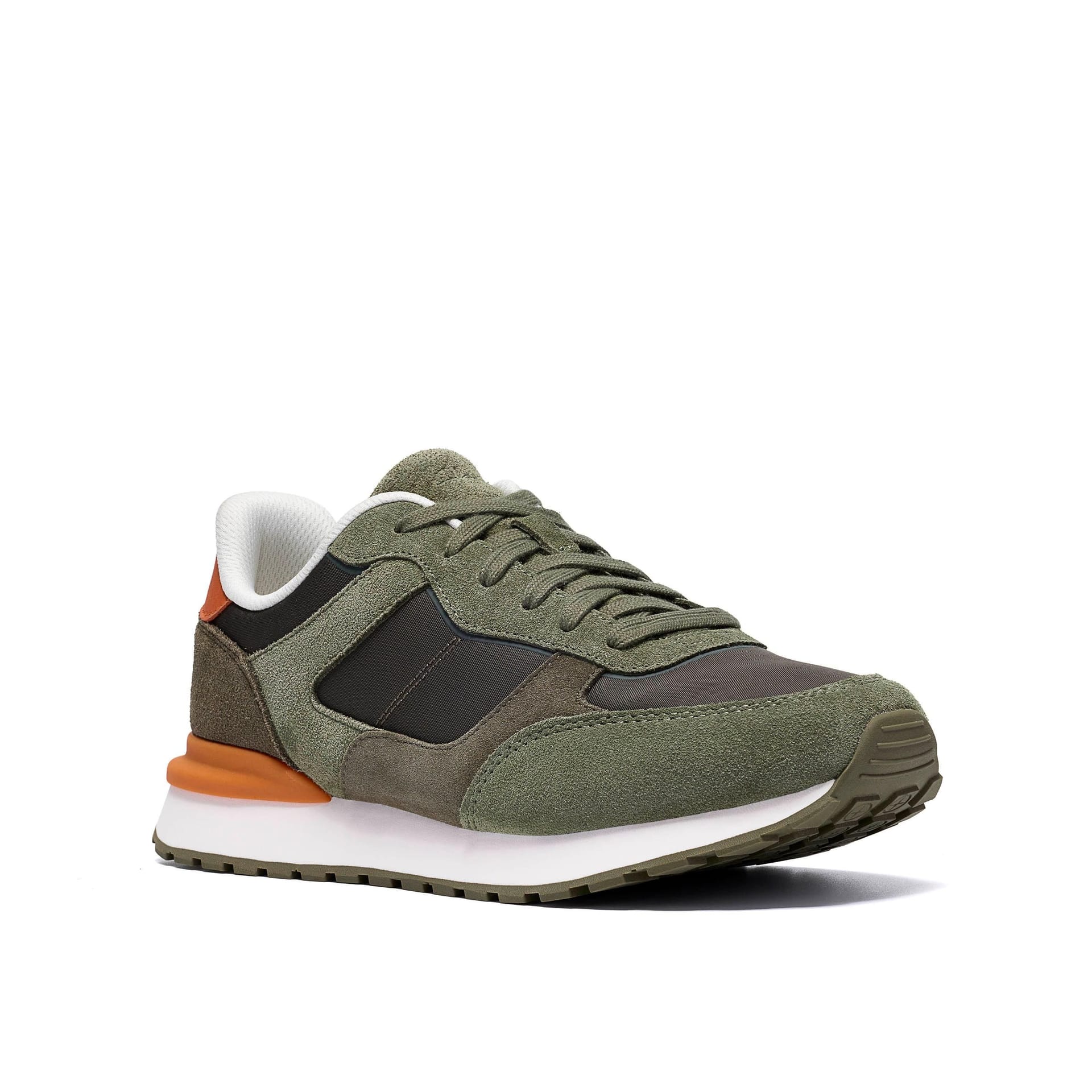 Clarks Clarks Men's Franco Run Olive Combination Trainers, Lace Up in Green - 4