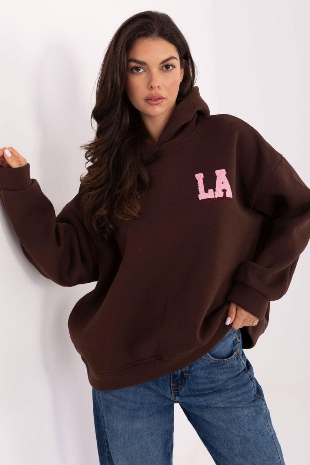 Love Lace Love Lace Women's Casual Cotton Polyester Hoodie Sweatshirt Style 218338 in Brown