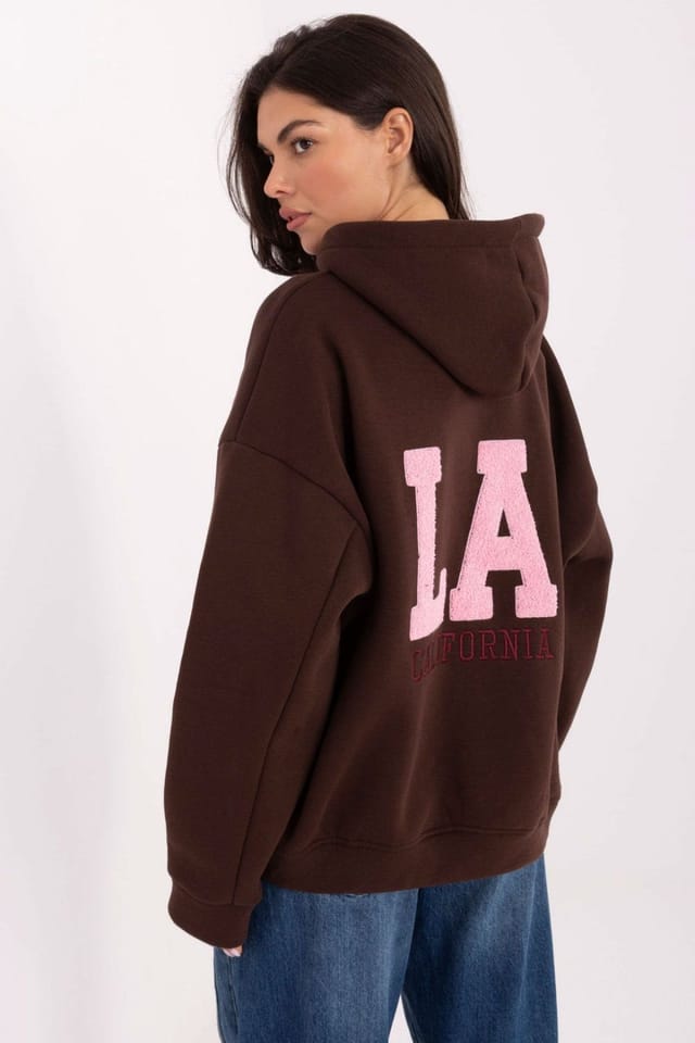 Love Lace Love Lace Women's Casual Cotton Polyester Hoodie Sweatshirt Style 218338 in Brown - 3