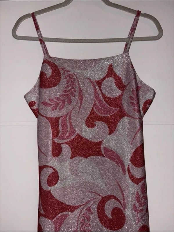 Never Fully Dressed Never Fully Dressed Pink Glitter Aztec Swirl Midi Dress Size S Occasion Party Festive