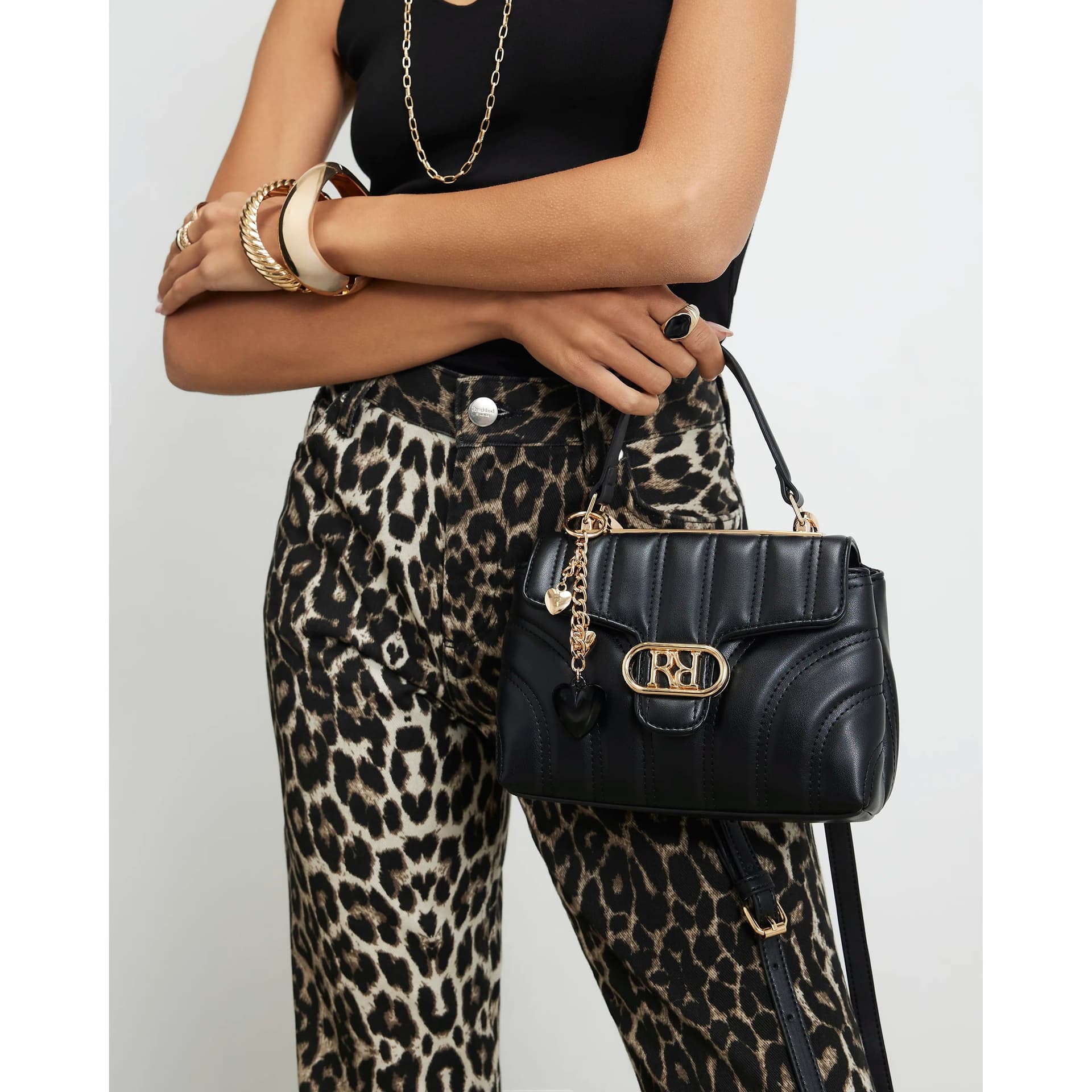 River Island River Island Womens Black Quilted Top Handle Crossbody Bag