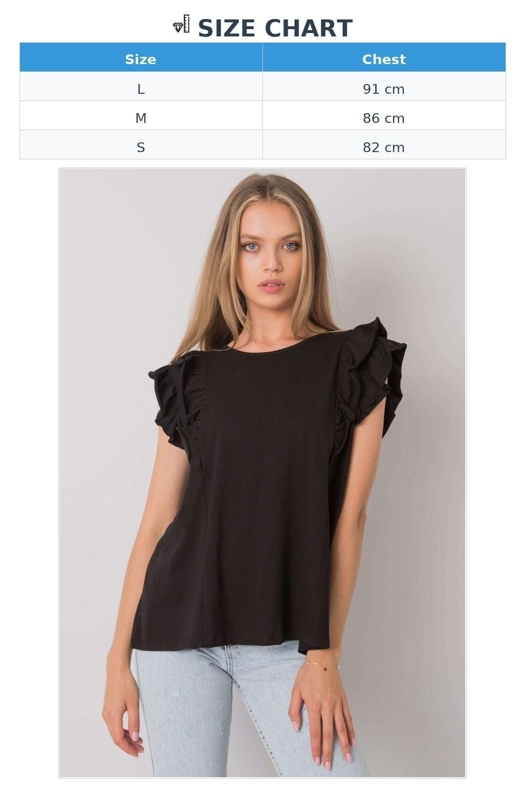 Love Lace Love Lace Women's Frilled Short Sleeve Back Cutout Blouse in Black - 4