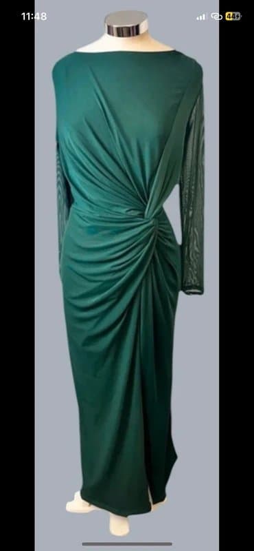 Quiz Quiz Emerald Green Ruched Knot Front Maxi Dress - Size 22 RRP £79.99