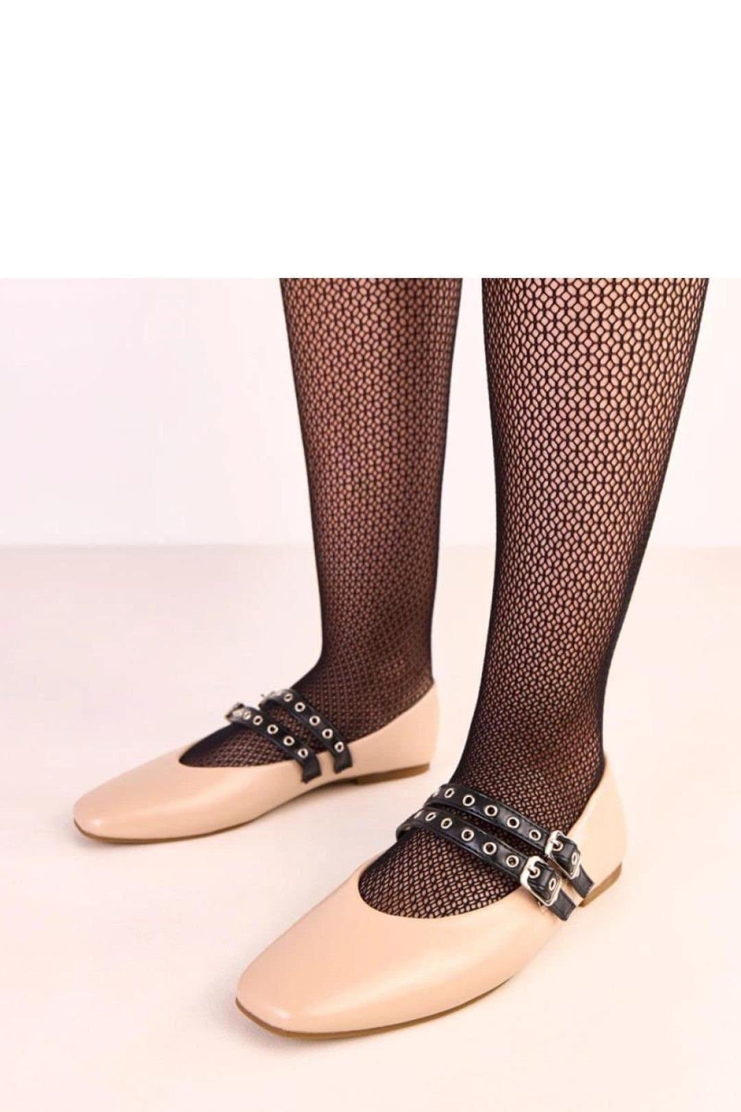 Love Lace Love Lace Beige Ballet Flats with Front Buckles
