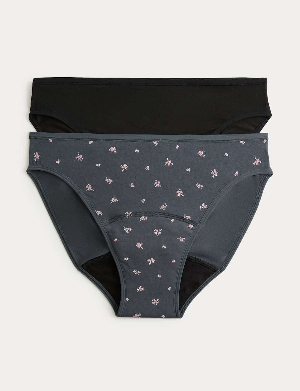 Marks & Spencer M&S 2 Pack Printed Period High Leg Knickers Carbon
