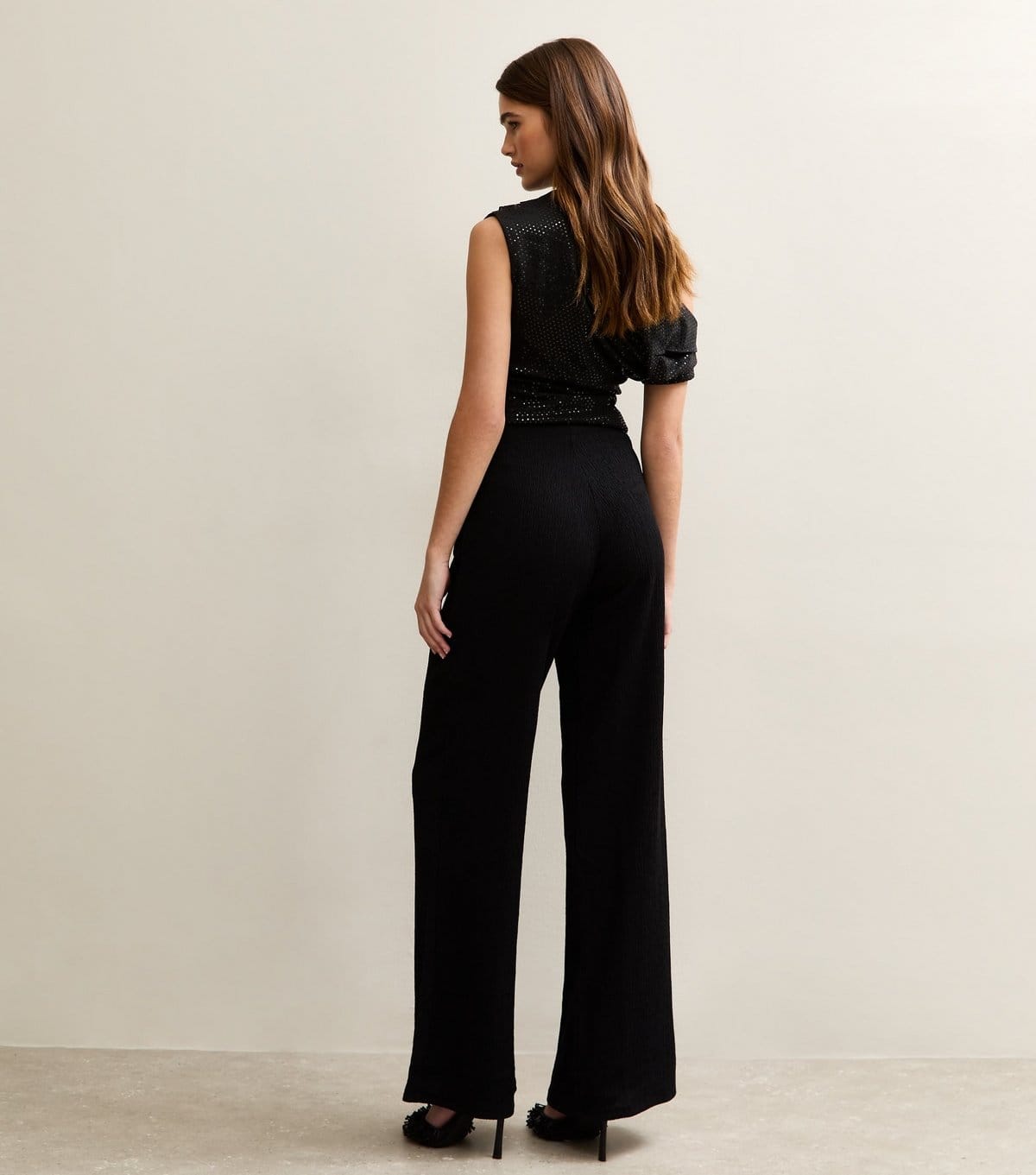 New Look Women's Black Crinkled Wide Leg Trousers New Look - 4
