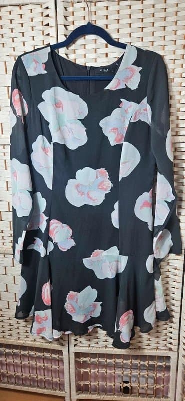 Vila VILA Floral Chiffon Dress – Size Large (L)