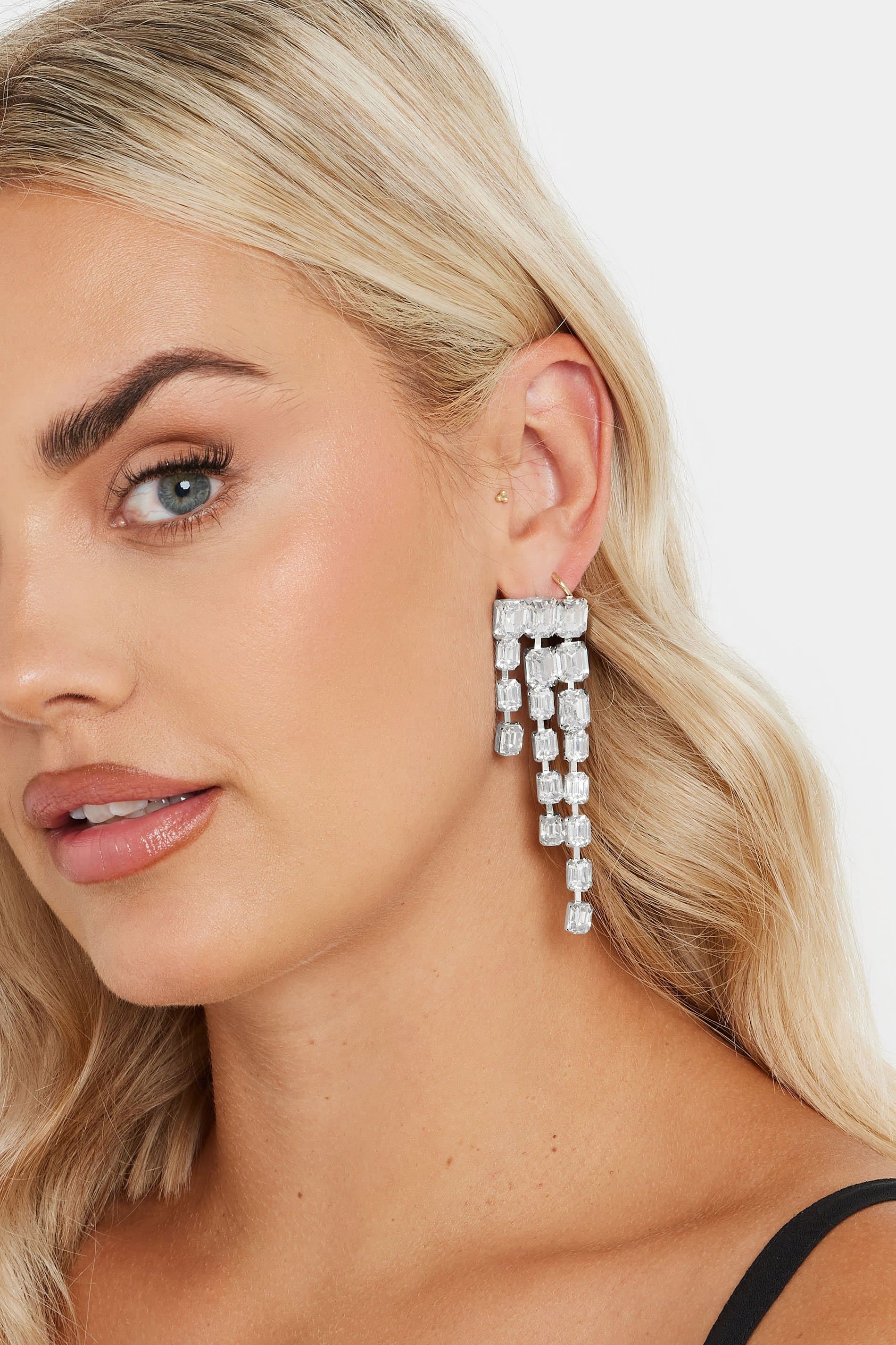 Yours Silver Tone Diamante Statement Earrings