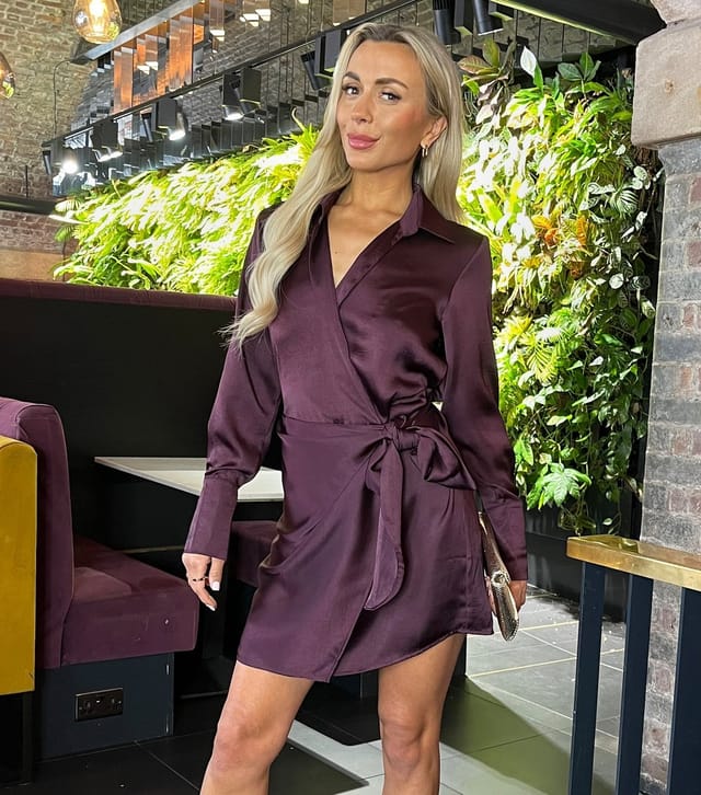 AX Paris Women's Dark Purple Wrap Mini Shirt Dress AX Paris New Look - 2