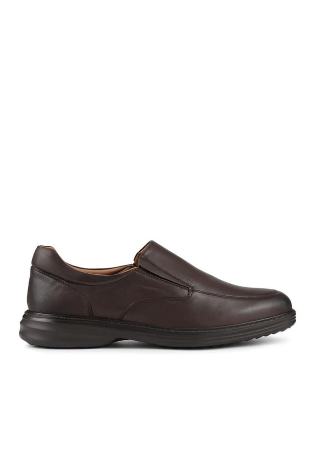 Pavers Pavers Men's Wide Fit Smart Leather Slip-On Shoes in Brown - 2
