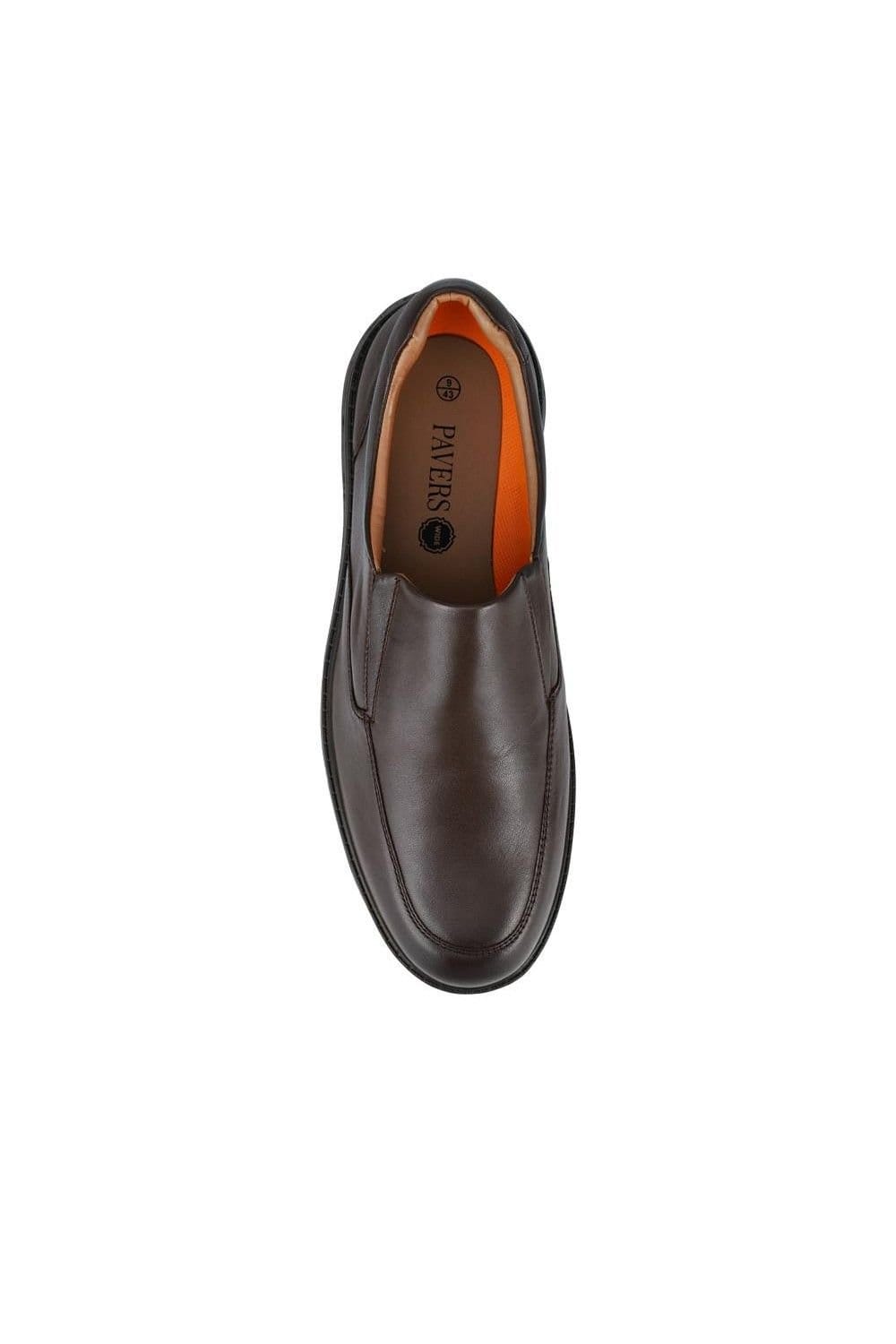 Pavers Pavers Men's Wide Fit Smart Leather Slip-On Shoes in Brown - 4