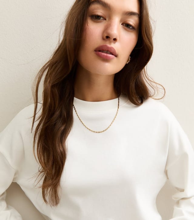 New Look Women's Premium Off White  Cotton Long Sleeve T-Shirt New Look - 2
