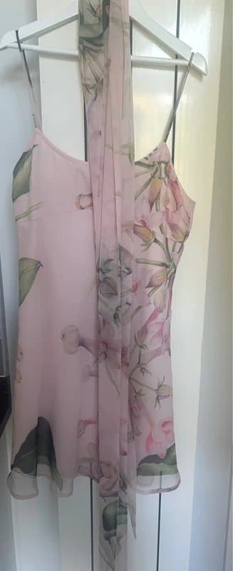 ASOS Design ASOS pale pink mini chiffon dress with scarf