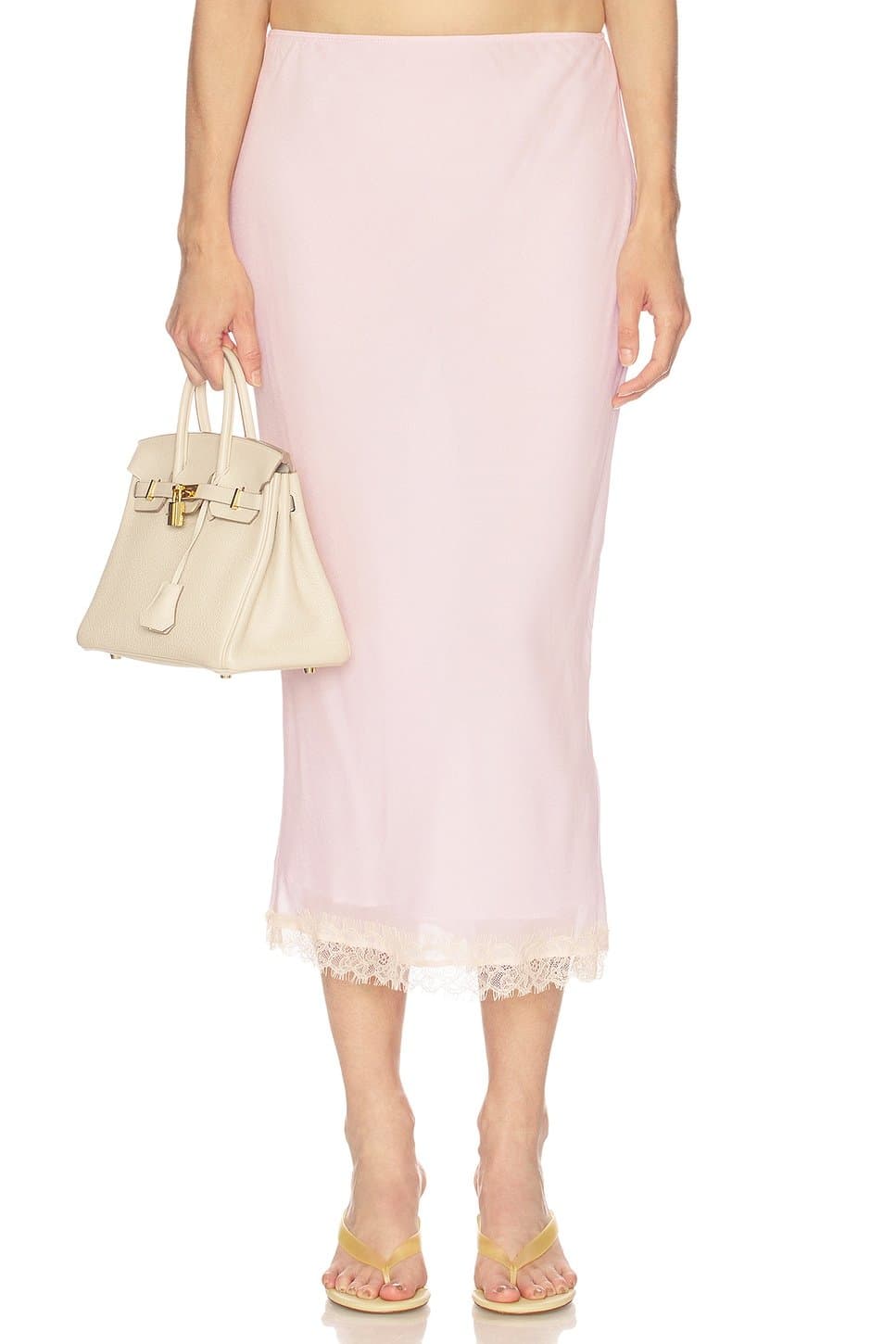 revolve Viscose Georgette Slip Skirt With Lace