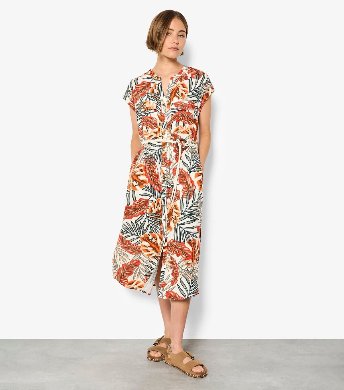 Apricot Women's Black Banana Leaf Print Midi Dress Apricot New Look