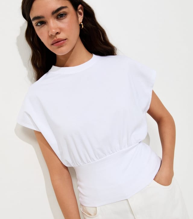 New Look Women's White Cotton Rich Wide Waistband T-Shirt New Look - 2