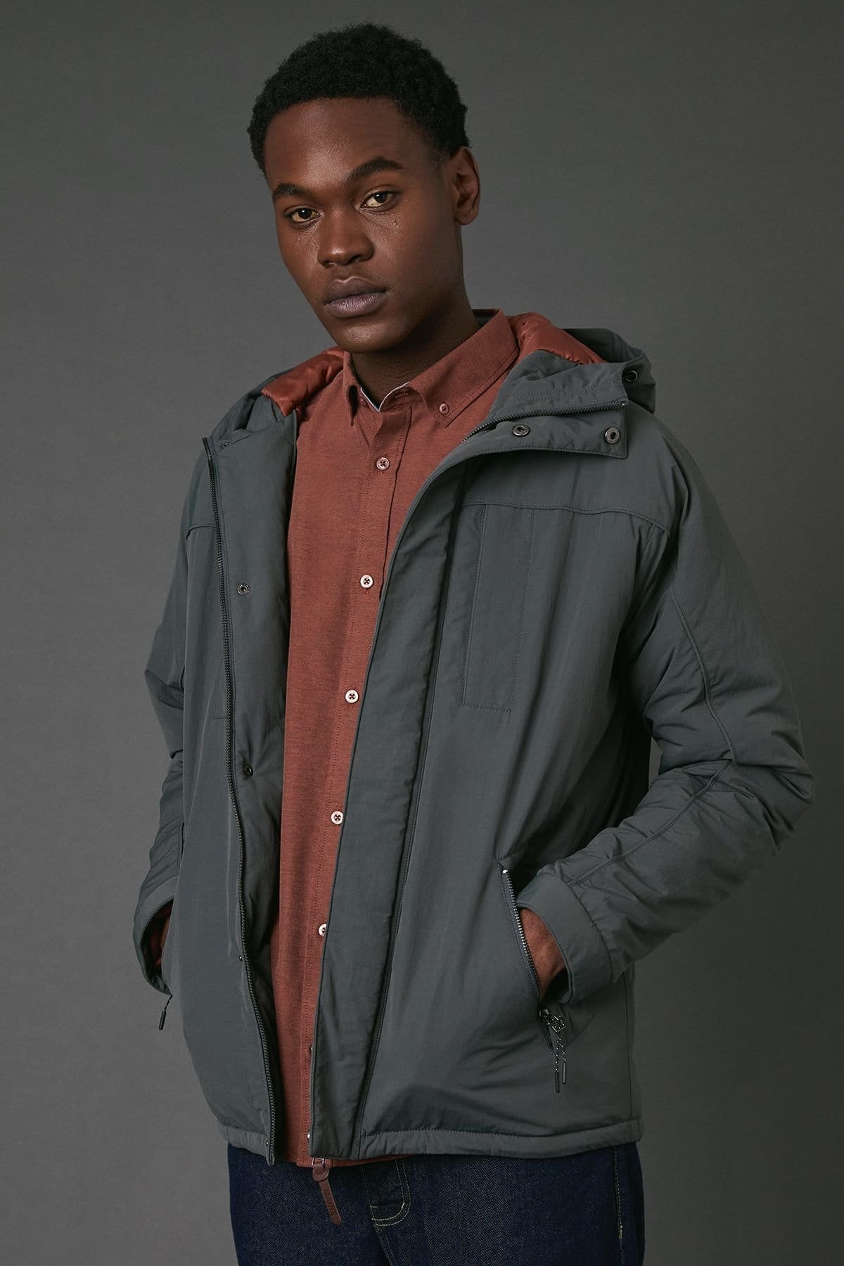 Maine Maine Men's Dark Grey Padded Parka - 4