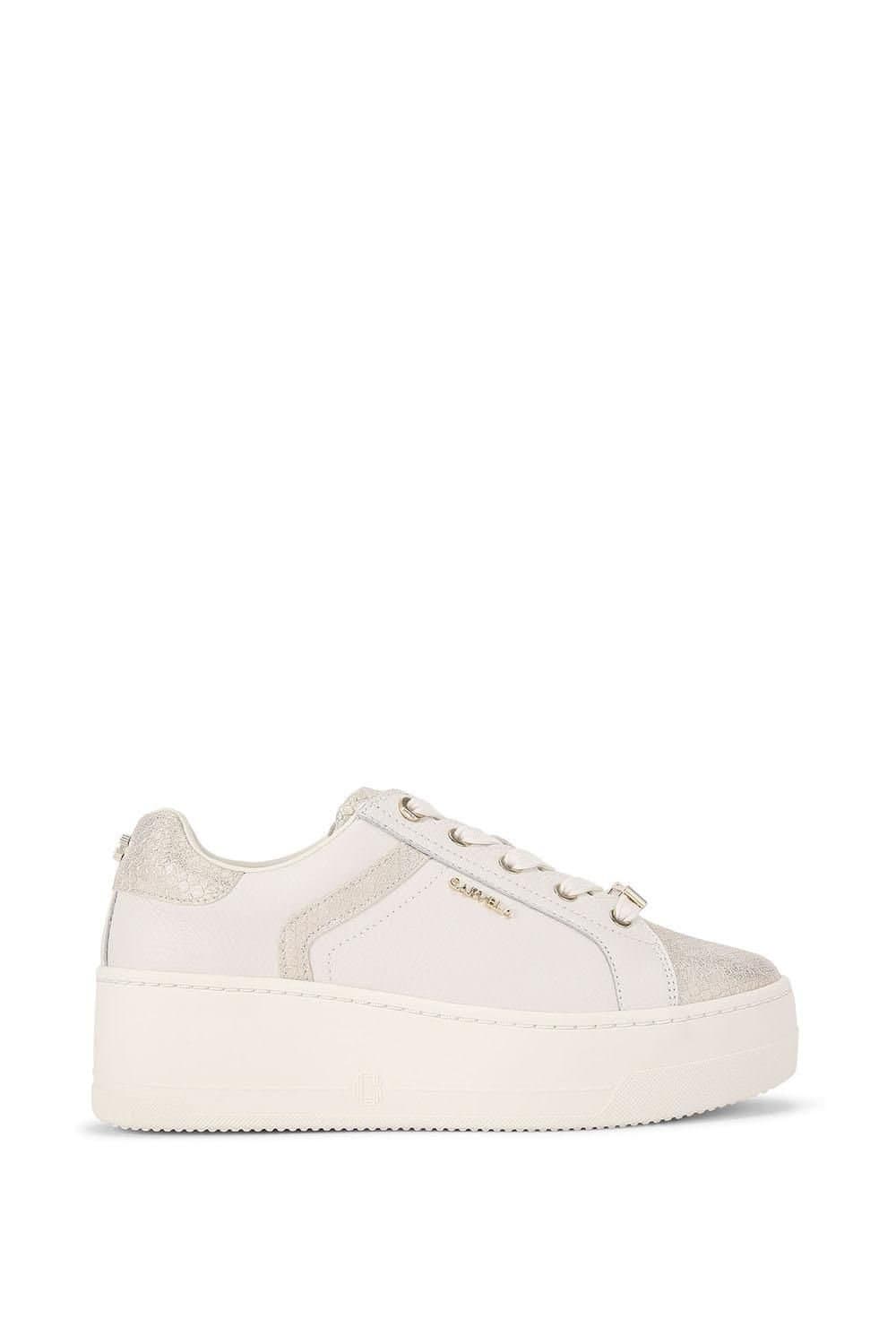 Carvela Carvela Cream Leather Trainers with Metallic Suede Panels