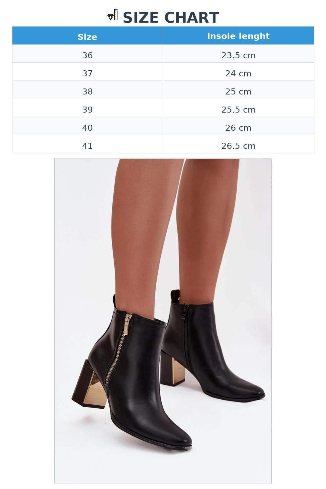 Love Lace Love Lace Women's Column Heel Ankle Boots with Double Zipper & Mirror Heel in Black - 4