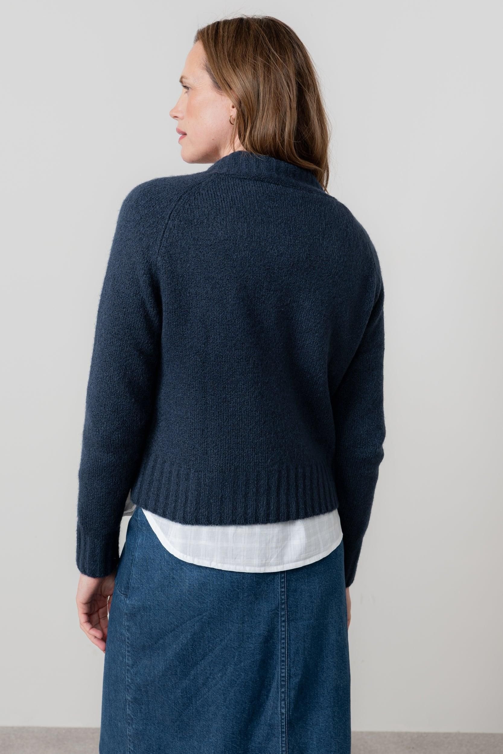 Lily & Me Lily & Me Women's Woodchester V-Neck Blended yarn Boxy Fit Jumper in Navy - 4