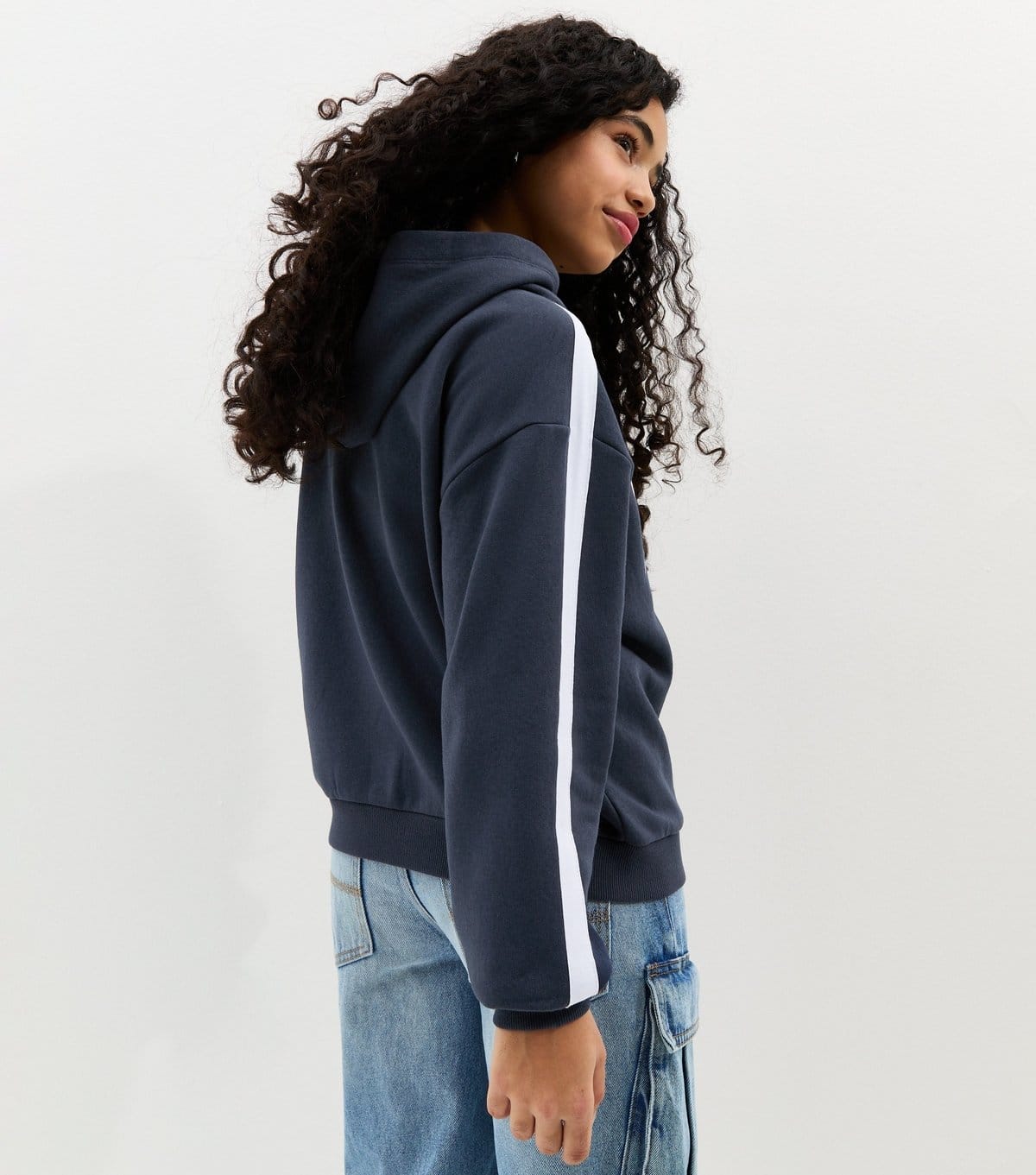 New Look Girls' Navy Boston Logo Zip Up Hoodie New Look - 4