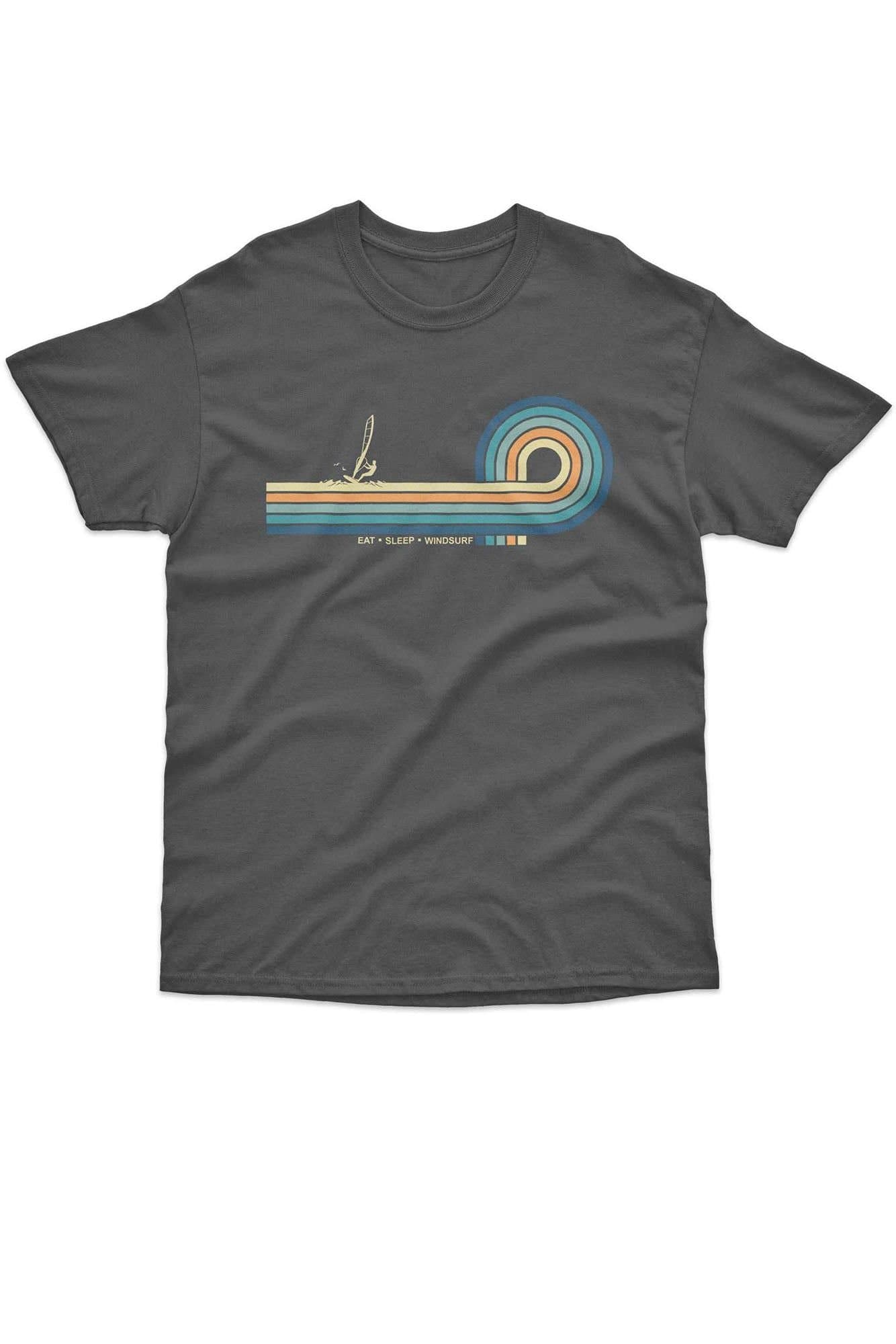 Bad Zebedee Bad Zebedee Men's Retro Lines Windsurf T-Shirt in Dark Grey